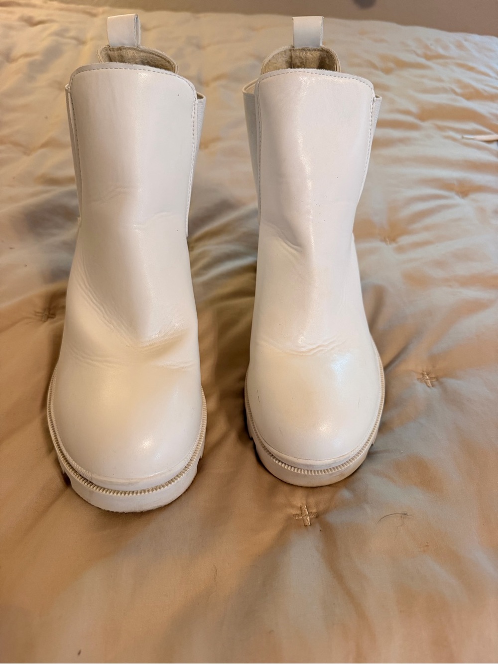 White Women's Ankle Boots - Sleek Minimal Chelsea Style